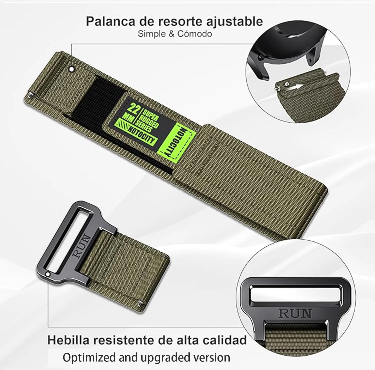 Versatile Nylon Smartwatch Band - 22mm Width