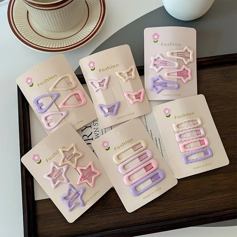 4pcs/set Cute Star Hair Clips Girl's Side Bangs Hair Accessories Small Clip Children's Hair Decorations Kids Accessories 머리핀