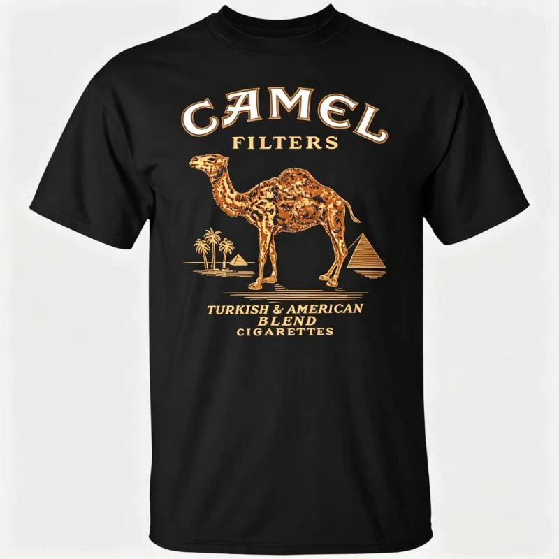 2026 Camel Cigarette Pyramid Classic Graphics Baumwoll-T-Shirt, 2026 Neuer Amerikanischer Stil Tough Guy Herren Mode Streetwear Shirt