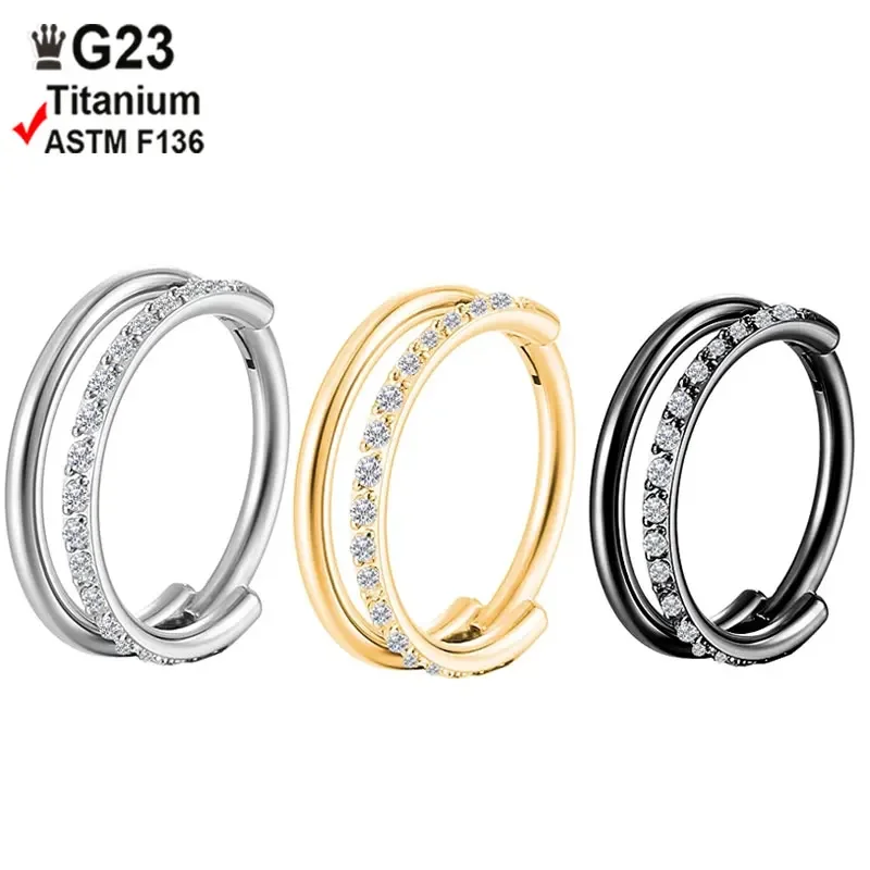 

Titanium Tragus Septum Piercings Cartilage Zircon Hinged Segment Daith Helix Earrings Labret Clicker 16G Body Jewelry Charming