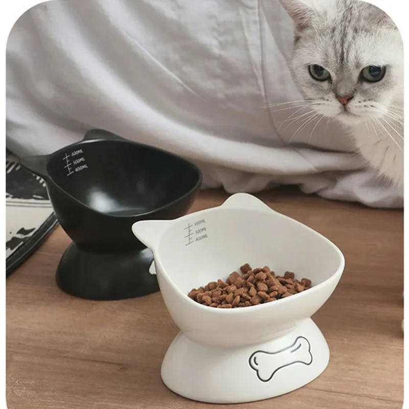 

Кормушка для домашних животных, миска для кошек, мультяшная форма, высокая нога, с одним ртом, скользящая керамическая посуда, товары для домашних животных, миска для питья