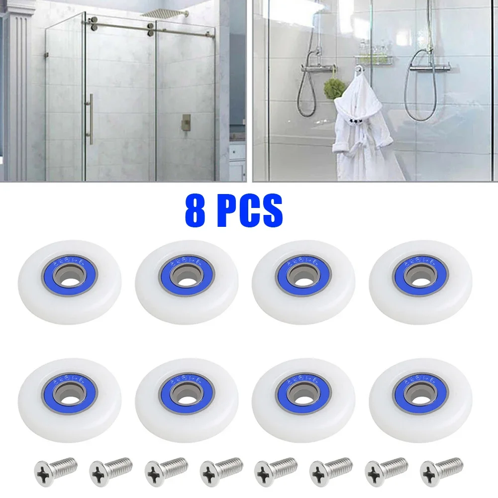 8Pcs Replacement Shower Door Roller Runner Wheels 19/23/25mm Sliding Shower Door Roller Wheel Runners Pulley Replacement