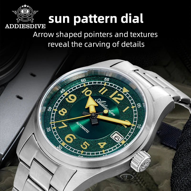 ADDIESDIVE NH35 Sapphire Automatic Watch 39mm Fashion Stainless Steel Mechanical Watches Super Luminous 200m Dive Men WristWatch