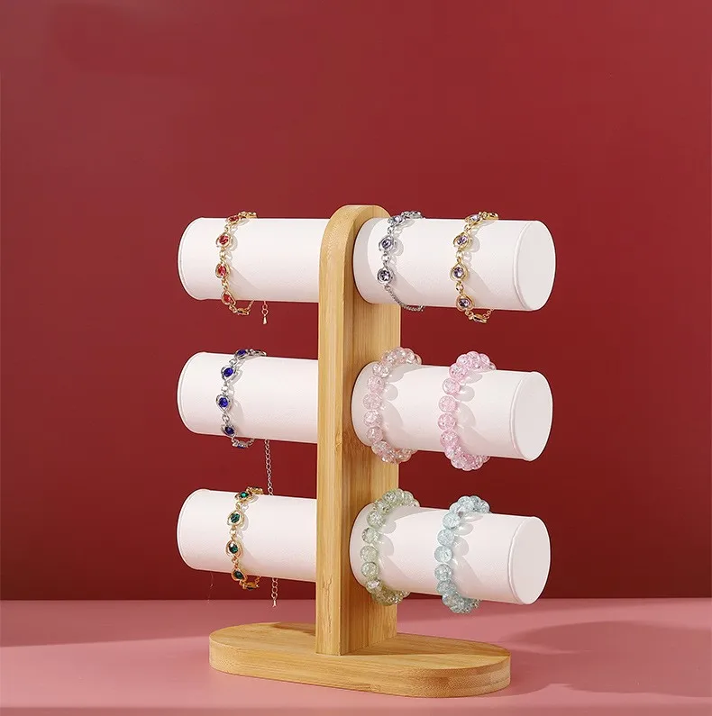 Bamboo Three Layer Bracelet Holder Bracelet Watch Storage Rack Table Jewelry Rack Display Props Jewelry Display Rack