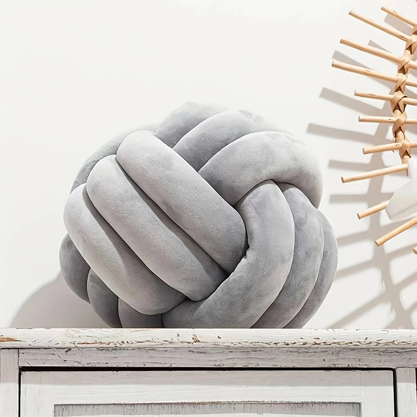 1pc-Handwoven knotted ball pillow, soft home decoration, plush pillow, round throw pillow, bed knotted pillow 1pc-Handwoven knotted ball pillow, soft home decoration, plush pillow, round throw pillow, bed knotted pillow