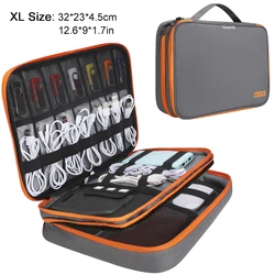 Compact Electronics Travel Organizer & Cable Storage Bag (New Grey XL)