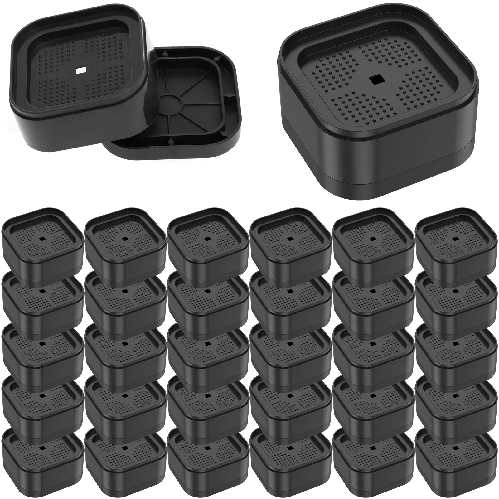 Adjustable Furniture Risers - Stackable Square Blocks for Lifting Beds, Tables, Desks, and Couches by 1, 2, or 3