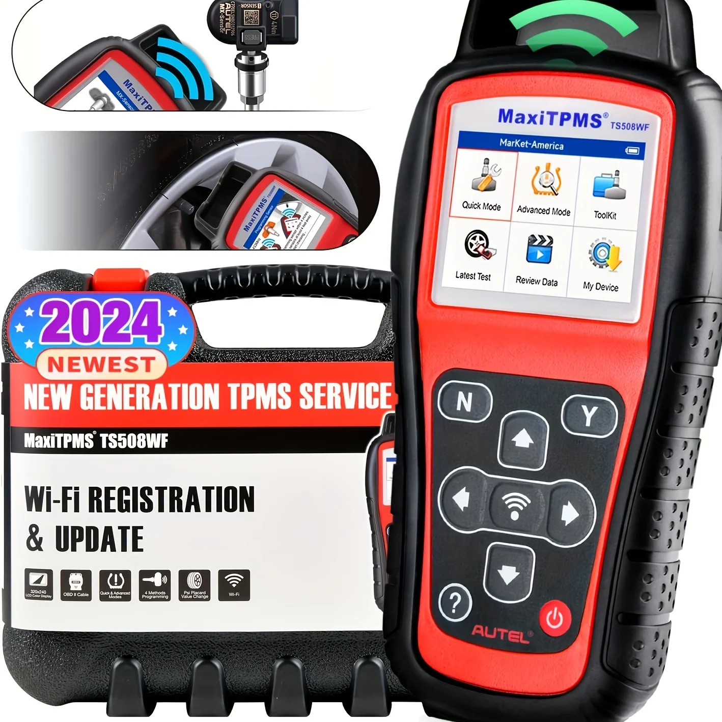 

315/433MHz MaxiTPMS TS508WF - Advanced TPMS Relearn Tool with WiFi Update - Activate/Program All Sensors, User-Friendly Tire Ma