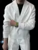 Casual and Simple Men Solid Color V-neck Side Zipper Suit 2