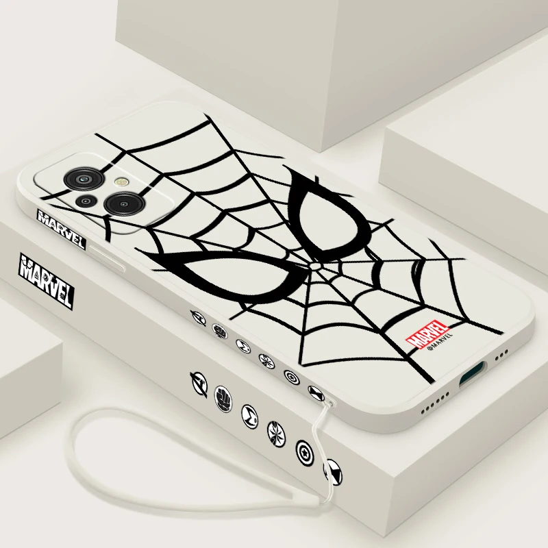 Marvel Spider-Man Mask Per Xiaomi Redmi 12C 11A 10C 10X 9T 9C 9At 9A 8A 7A A2 A1 Plus Prime Liquid Left Rope Phone Case