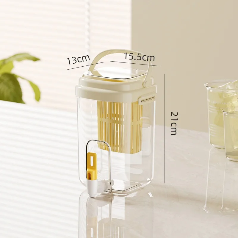 Refrigerator Water Dispenser with Tap -  Plastic Pitcher for Iced Tea & Fruit Infusion, Heat-Resistant Beverage Container