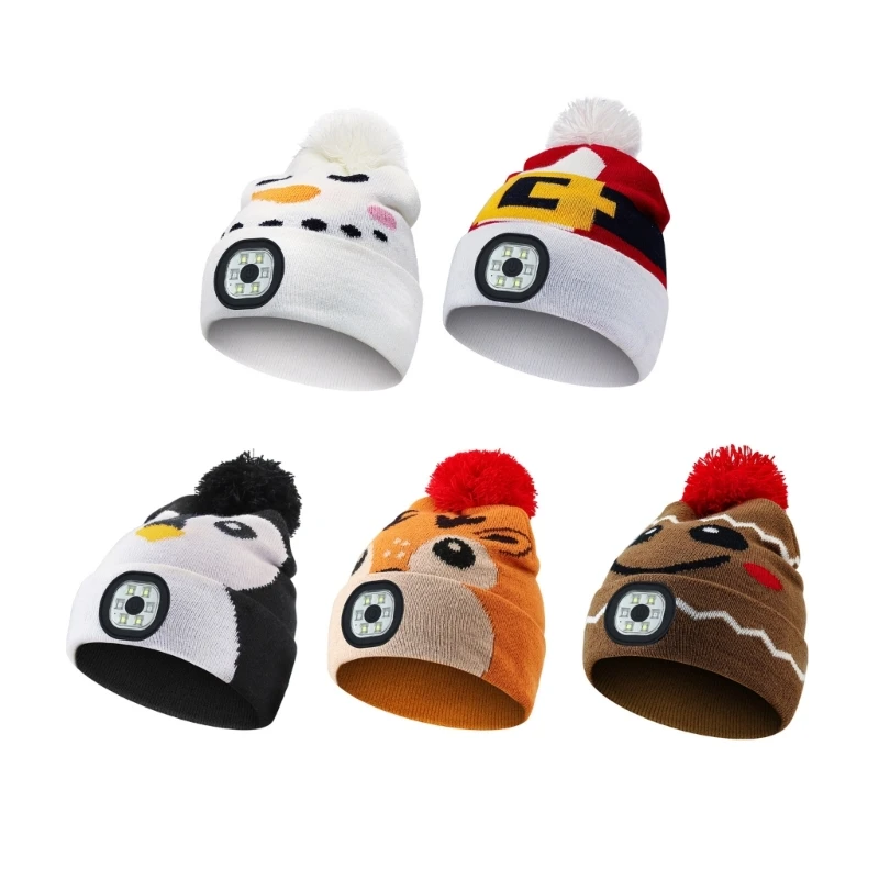 

LED Lighted Beanie Caps Hip Hop Children Winter Warm Knitted Hat Luminous Caps