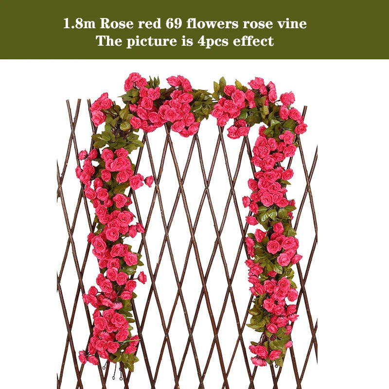 Silk Artificial Rose Vine Hanging Garland for Elegant Wall and Home Decoration