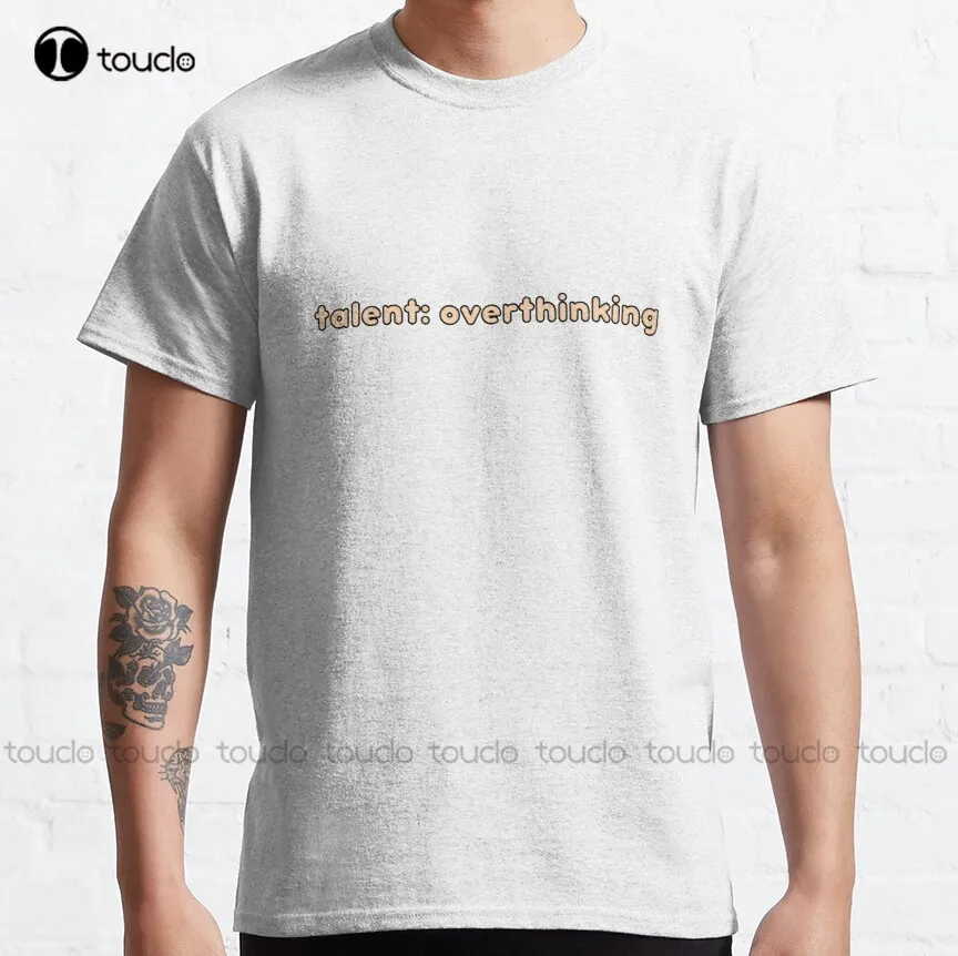 

Классическая футболка талант: Overthinking, велосипедные рубашки для мужчин, высококачественные милые элегантные милые Мультяшные милые хлопковые футболки