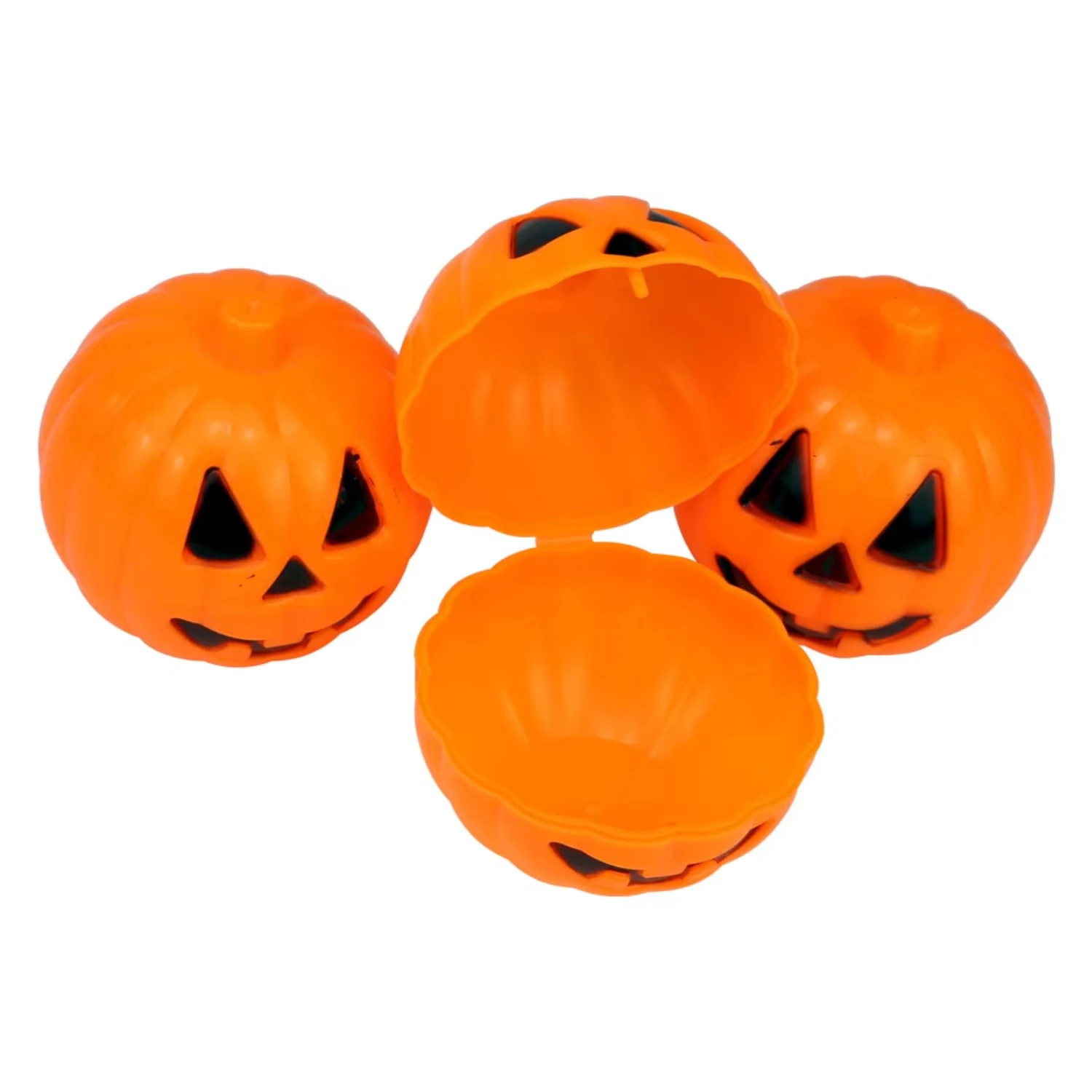 10pcs Openable Pumpkin Bucket Party Carnival Portable Pumpkin Buckets Candy Holder Pot with Handle for Halloween