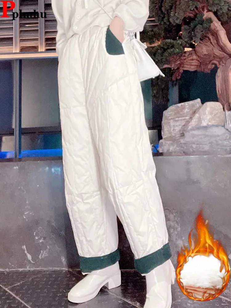Casual Thick Harem Pantalones Winter High Waist Warm Pants Down Cotton Snow Wear Spodnie Puffy Thicken Windproof New Trouser