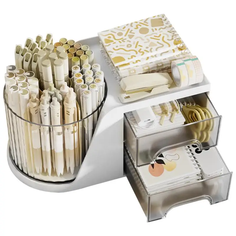 Porte-stylo rotatif pour bureau, porte-stylo multifonctionnel, 2 MELDesktop Organization for Cosmetics Office