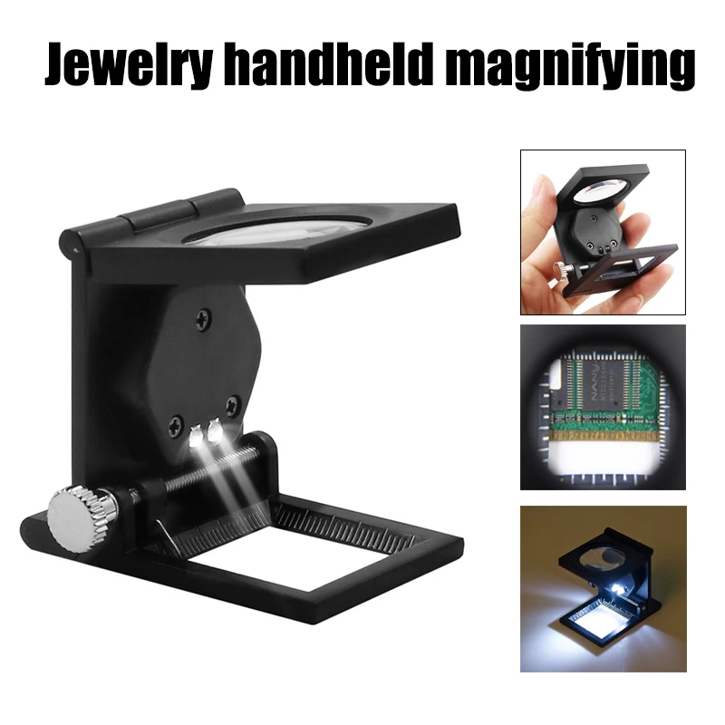 

Foldable jewelry handheld magnifying glass pocket exquisite jewelry magnifying 10X LED zinc alloy magnifying glass Dropshipping