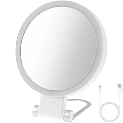 Illuminated Foldable 360° Rotating Makeup Mirror with 3 Lighting Modes (Style 1)