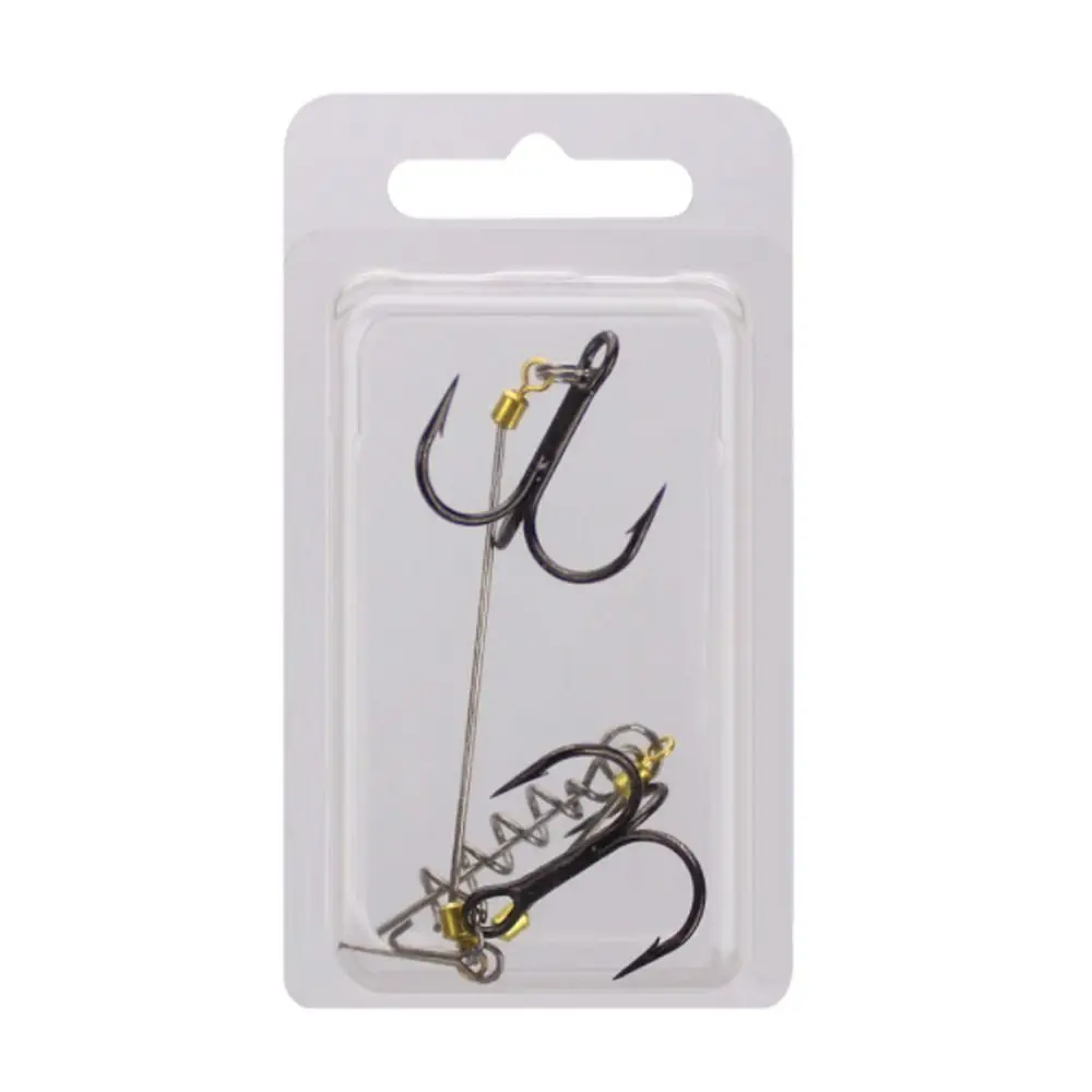 String Fishing Hook Barbed Triple Hooks Set Soft Lure Bait Fishhook Jig Rig Assist Hook With Screw Pin