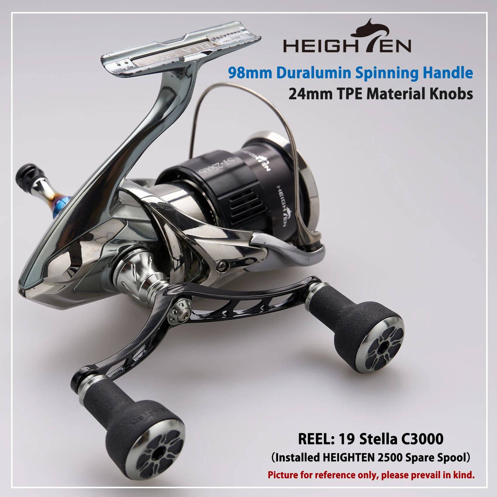 HEIGHTEN 98mm Spinning Reel Handle with TPE Knobs for Shimano