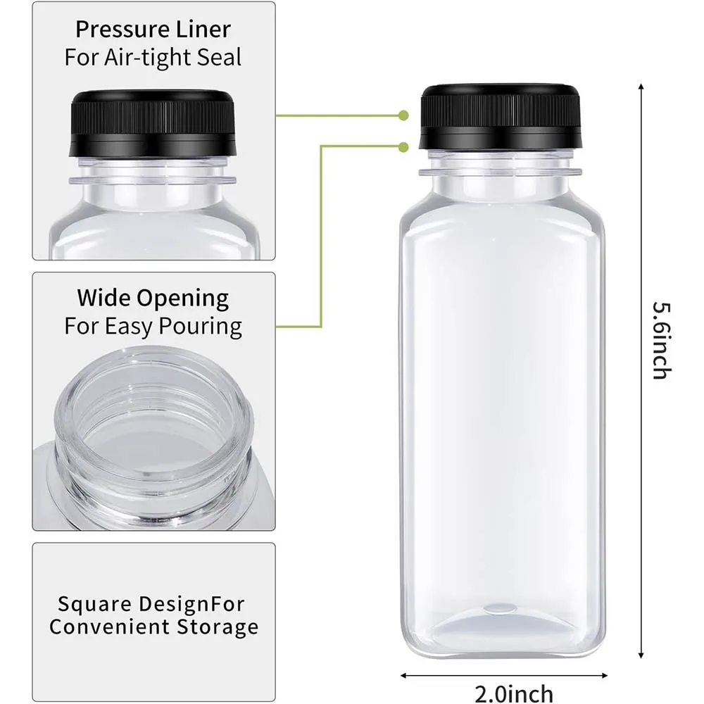 5pcs Plastic Juice Bottles, Clear Bulk Beverage Container, Leak