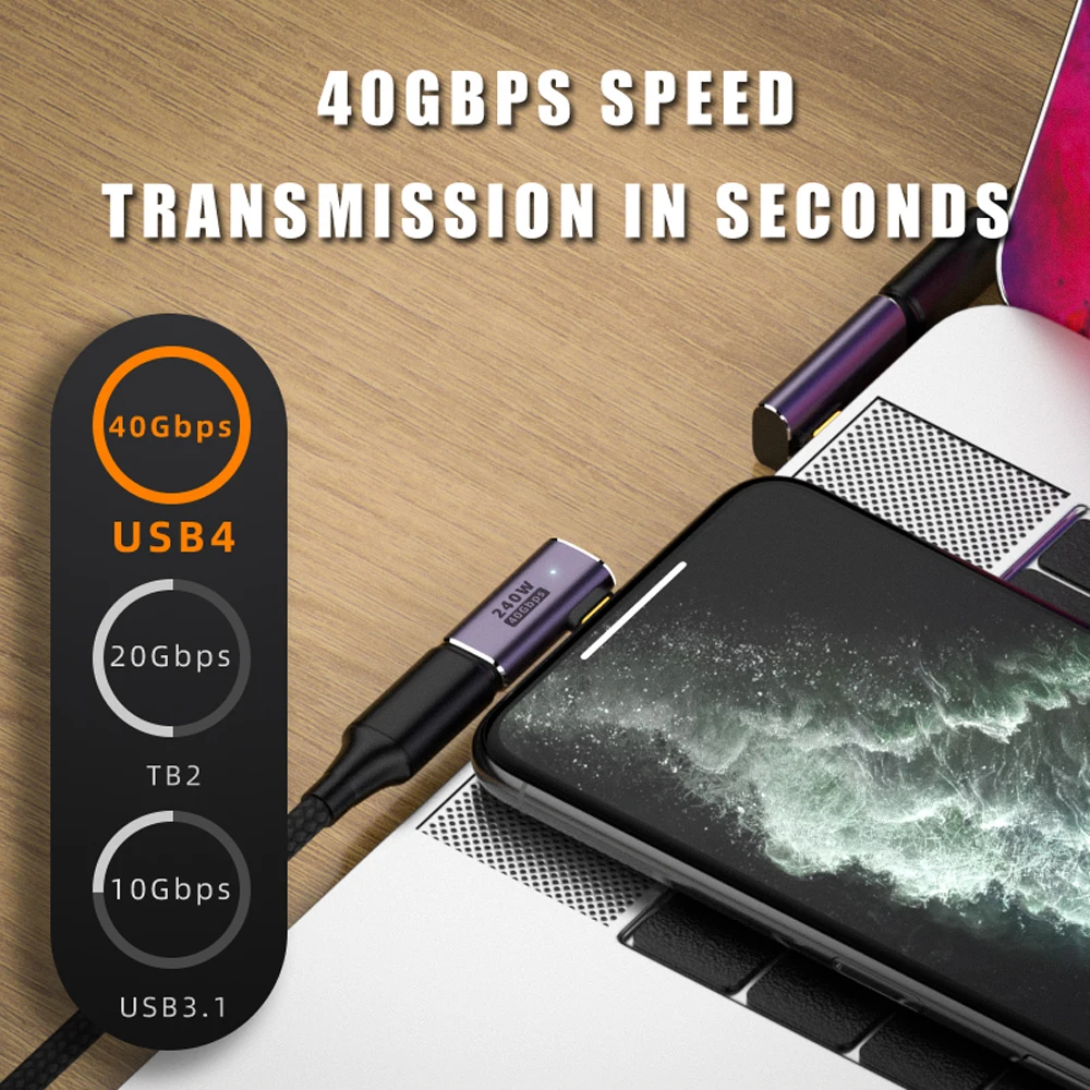 Usb 4.0 tipo c Otg Adaptador Usb-c Macho para tipo c Fêmea Conversor de 90 Graus Mac 8k 60hz 40gbps pd Thunderbolt Dados U-shape 240w - Imagem 6