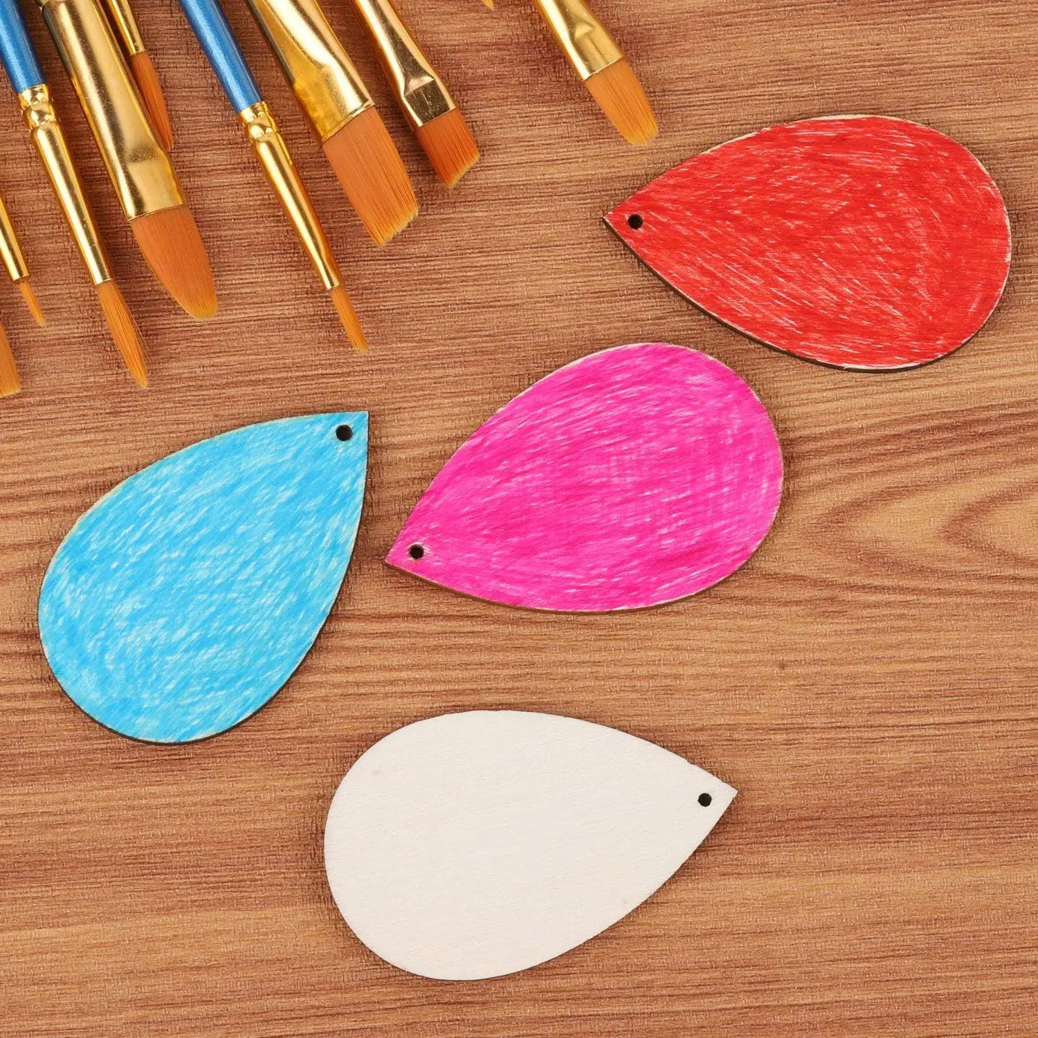 20 teile/los unvollendete hölzerne Teardrop Ohrring Anhänger leere Artikel Handwerk für DIY hand gefertigten Schmuck Herstellung liefert Zubehör – Detail 4