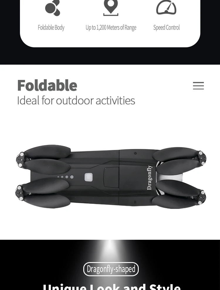 KK13 Drone, Foldable Body Upto 1,200 Meters Speed Control Foldable Ideal for outdoor activities 1 Dragon