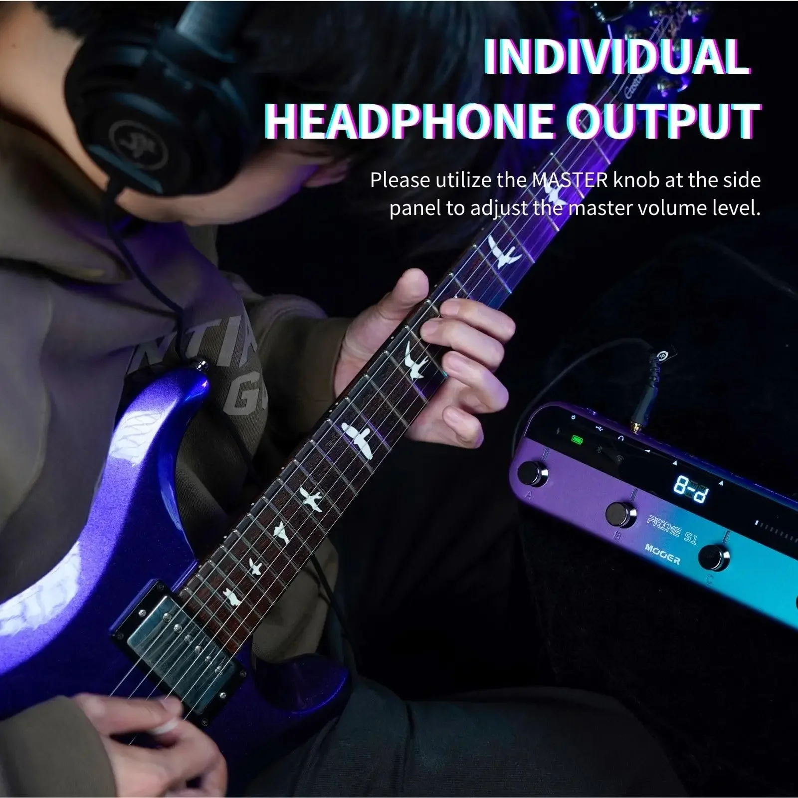 MOOER Guitar Pedal Prime S1 Multi Effects with 128 Guitar Effects Drum Machine Tuner LOOPER Support Bluetooth Built-in Bat