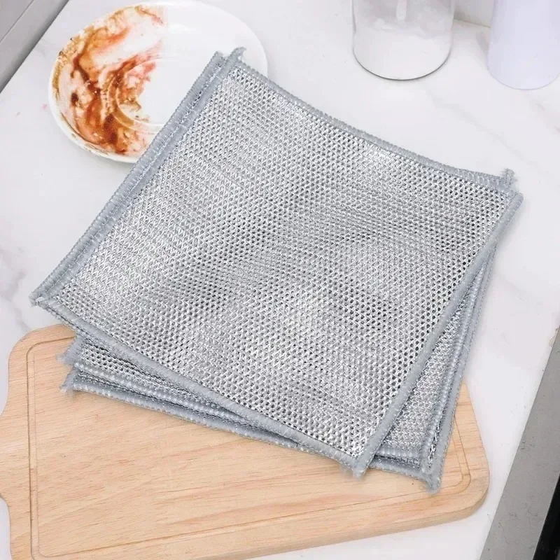 Magic Cleaning Cloth Metal Steel Wire Dish Pot Washdishing Cloths Kitchen Rags Clean Tools Thickened Double -sided Cloth Gadgets