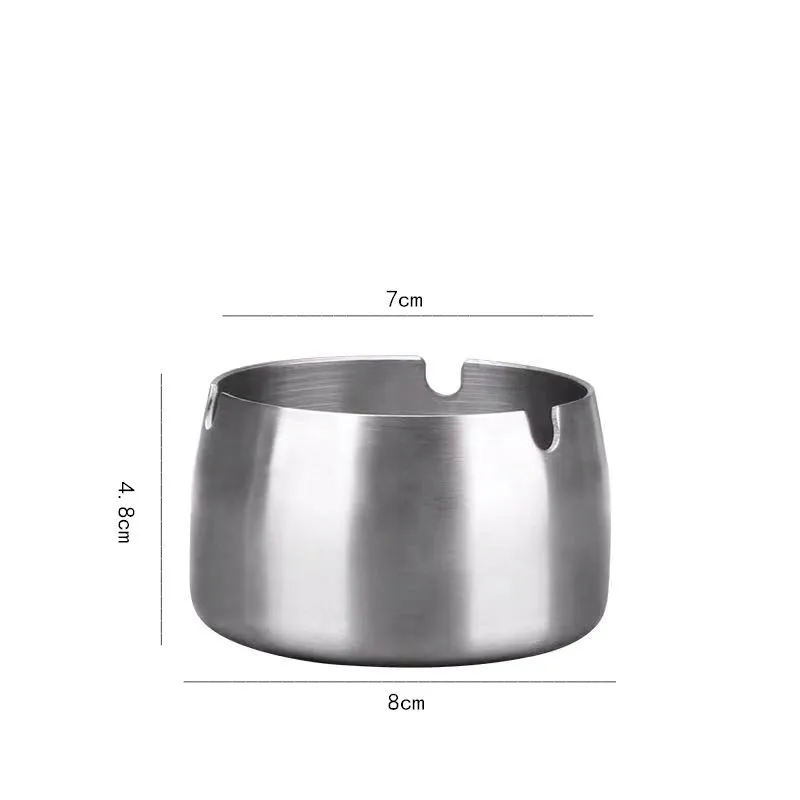 Cigarettes Ashtray Stainless Steel Round Shaped Decorative Tabletop Cigarettes Ash Holder For Home Bedroom Office Tabletop