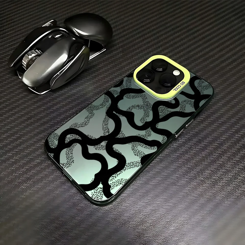 Sleek Black Lines Frosted Washable Case - Durable Acrylic Silicone Cover