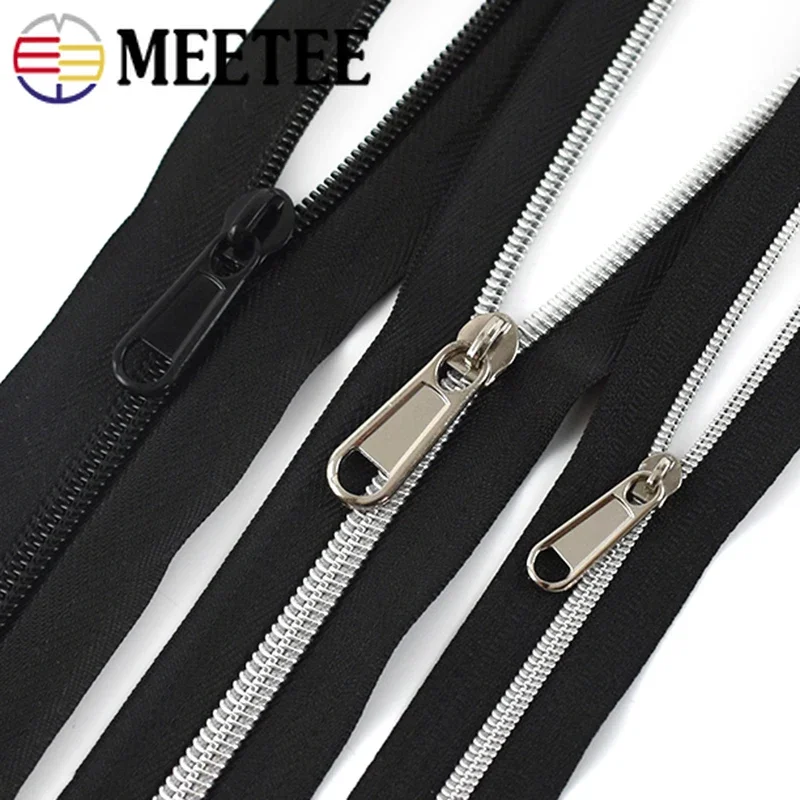 10Pcs 3# 5# 8# 10# Zipper Sliders for Nylon Zips Black Silver Zippers Slider Pull Luggage Zip Tape Puller Lock Head Accessories