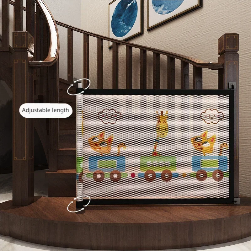 Retractable Baby Gates Dog Gate Extra Wide Baby Safe Doorways Fence Stairs Folding Mesh Playpen Dog Isolation Net Safety Fence