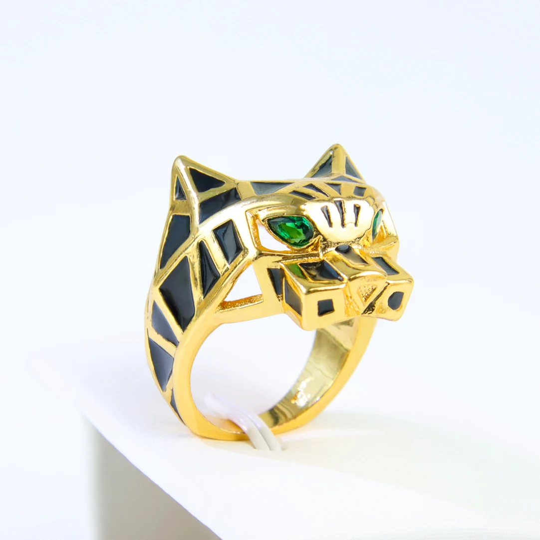 えま※豹のデザインリング 男性と女性のためのサウディパンクリング