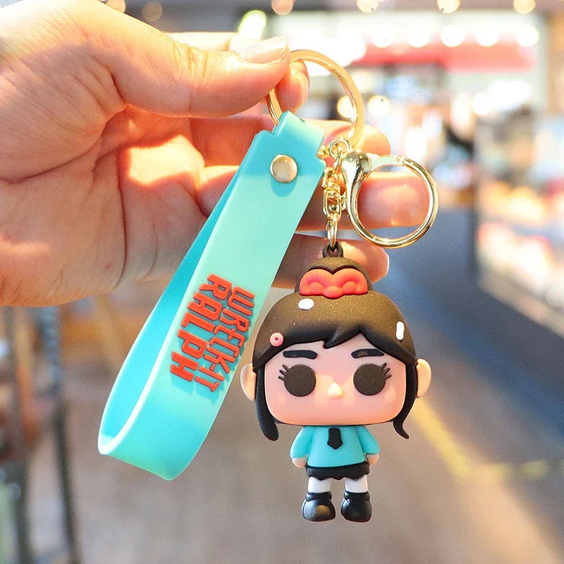 Disney Anime Figures Wreck-It Ralph Vanellope PVC Doll Keychain Bag Key  Ring Pendant Accessories Children's Toys Birthday Gifts