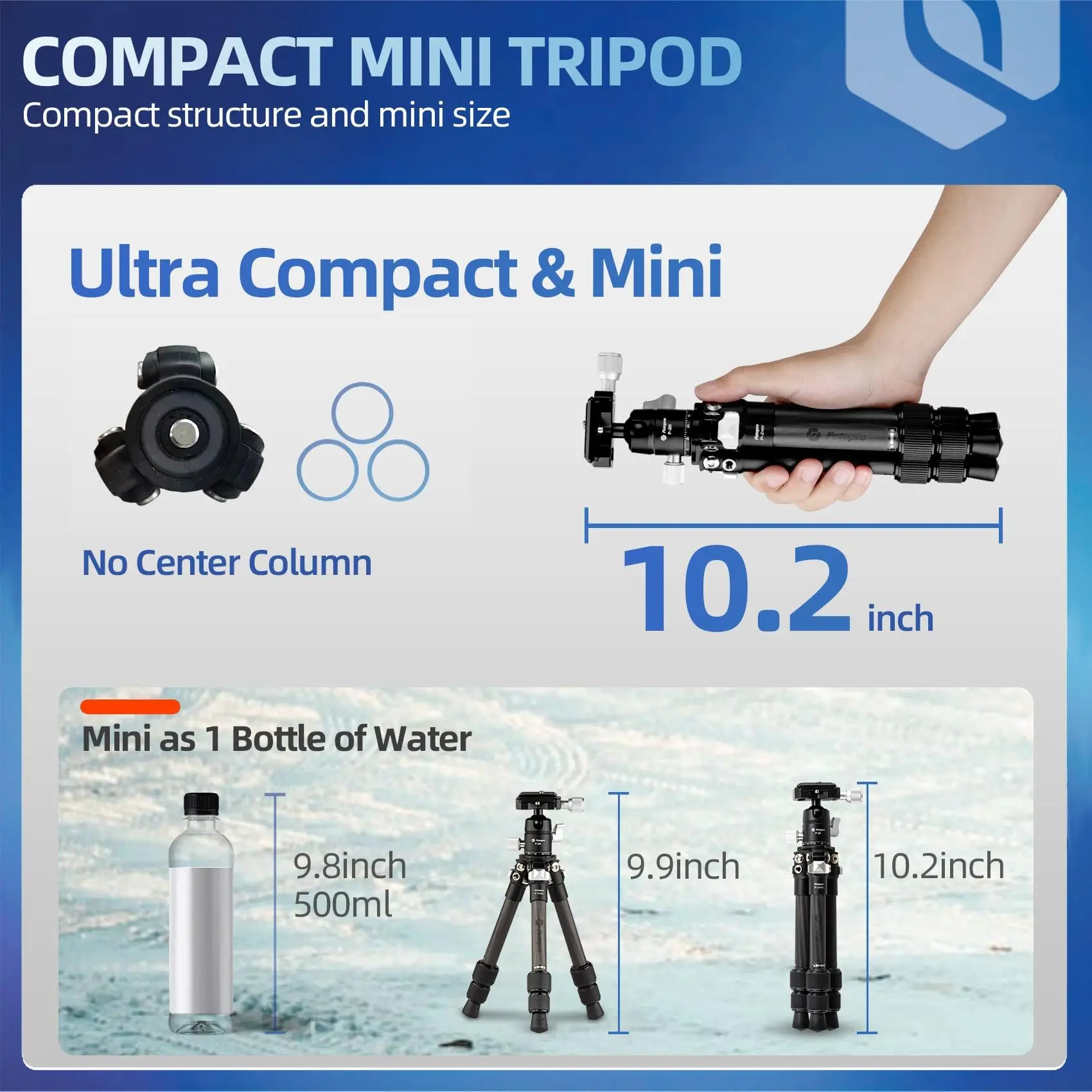 Fotopro Mini-Reisestativ aus Kohlefaser, leicht und kompakt, mit 360-Grad-Kugelkopf und Schnellwechselplatte für Kamera und Camcorder_voghion.com