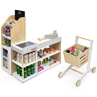 Costway Grocery Store Playset Pretend Play Supermarket Shopping Set with Cart 1
