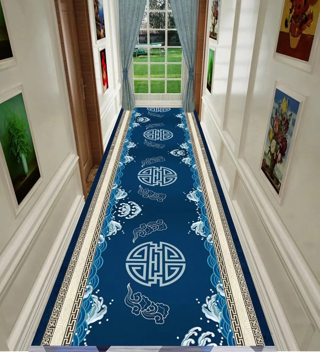 Luxury Design Hall Corridor Carpet Non-slip Washable Runner Stairway Rug Outdoors Aisle The Long Corridor Mat Customizable 카펫 4