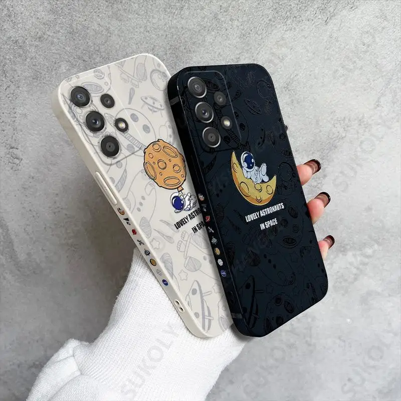 cute samsung phone case Cute Astronaut Silicone Soft Case For Samsung Galaxy A52S A52 A72 A32 A12 A51 A71 A21s A22 5G S22 S20 FE S21 Ultra S10 Plus Case samsung cases cute