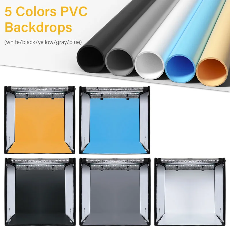 24''x24''x24'' Foldable Photo Studio Box Professional Light Box 126 LED Brightness Dimmable Shooting Tent with 5 Backdrops