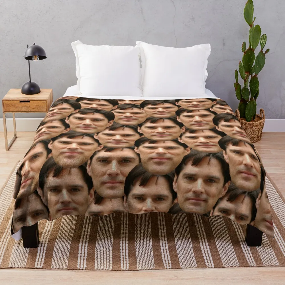

Thomas Gibson head design Throw Blanket Soft Plaid on the sofa For Decorative Sofa Blankets