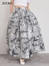  XITAO Print Pattern Skirt Fashion Vintage Small Fresh Pleated High Waist Pleated 2022 Summer Minority Loose Skirt ZY7420 