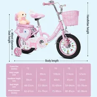 Bicyclette pour enfants de 12 à 20 pouces, avec roues d'entraînement, pour filles de 3 à 13 ans, avec panier, filet de protection 6