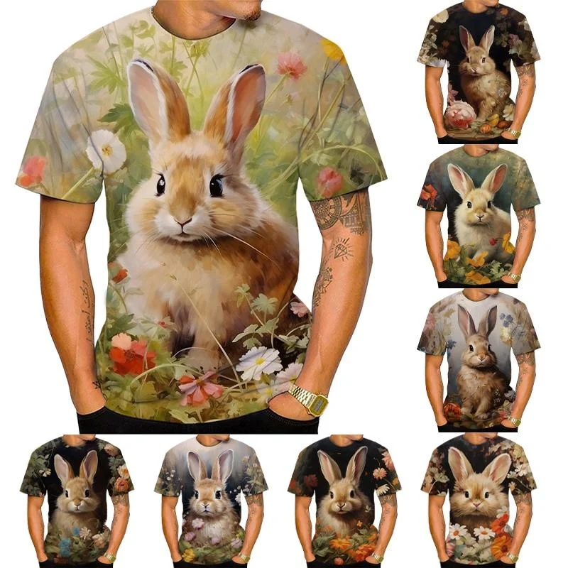 

Summer New Cute Animal Rabbit Pattern 3D Printing Men Women Casual Funny Street Personality T-shirt