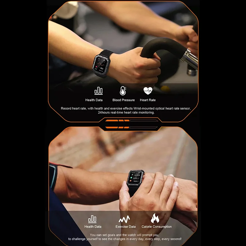 KR80 Fitness Tracker Smartwatch Barometric Inch Screen 107 Sport Modes