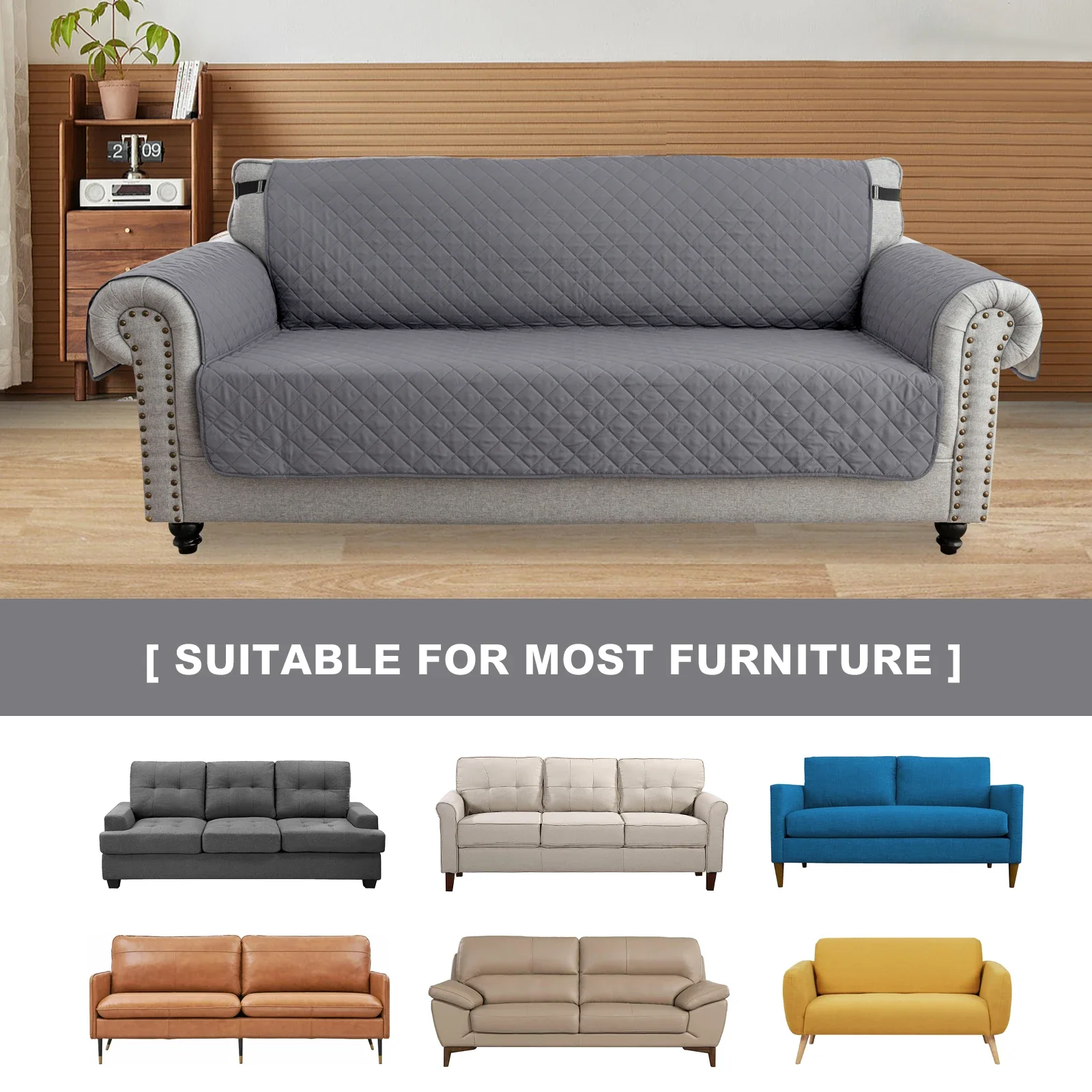 1pc Waterproof Sofa Cover Quilted Anti-wear Couch Covers for Dog Pet Kids Recliner Armchair Furniture 1/2/3/4 Seater Protect 3