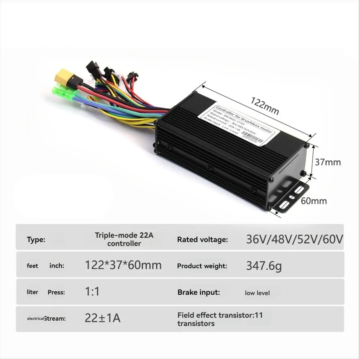 A40I 전기자전거 3모드 36V 48V 52V 60V 22A 컨트롤러 11튜브 500W 모터용 전동 스쿠터 부품 전기자전거 컨트롤러