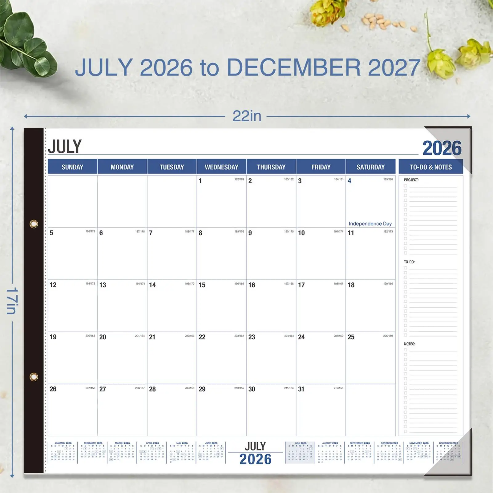 Calendario da Parete 2026-2027, Poster Settimanale e Mensile, Grande Pianificatore per Casa e Ufficio, Strumento di Gestione del Tempo